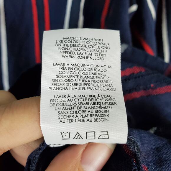 Cabi Navy Flag Freedom Stripe Balloon Sleeve Blouse Size Medium - Picture 5 of 5